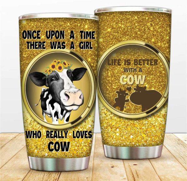 Once Upon A Time There Was A Girl Who Loves Cows Vacuum Tumbler Mug